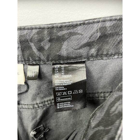 No Fear x H&M Jeans Womens Size 10 Gray Wide Leg All Over Print Denim Y2K Street - Picture 5 of 8